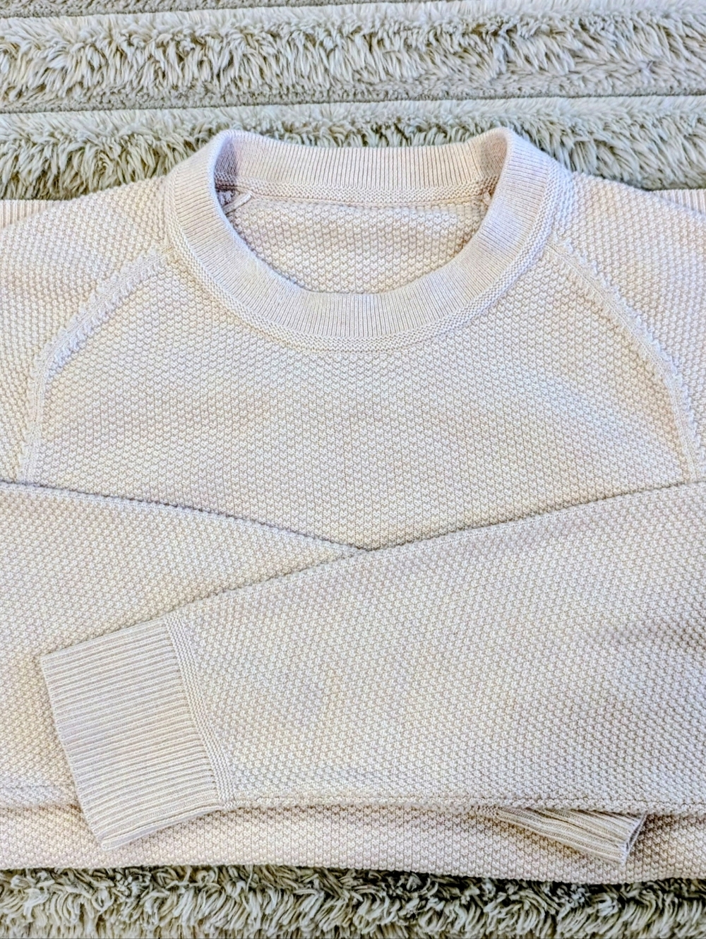 Unisex! Lululemon Cream Textured Knit Crewneck Sweater Size M - CB